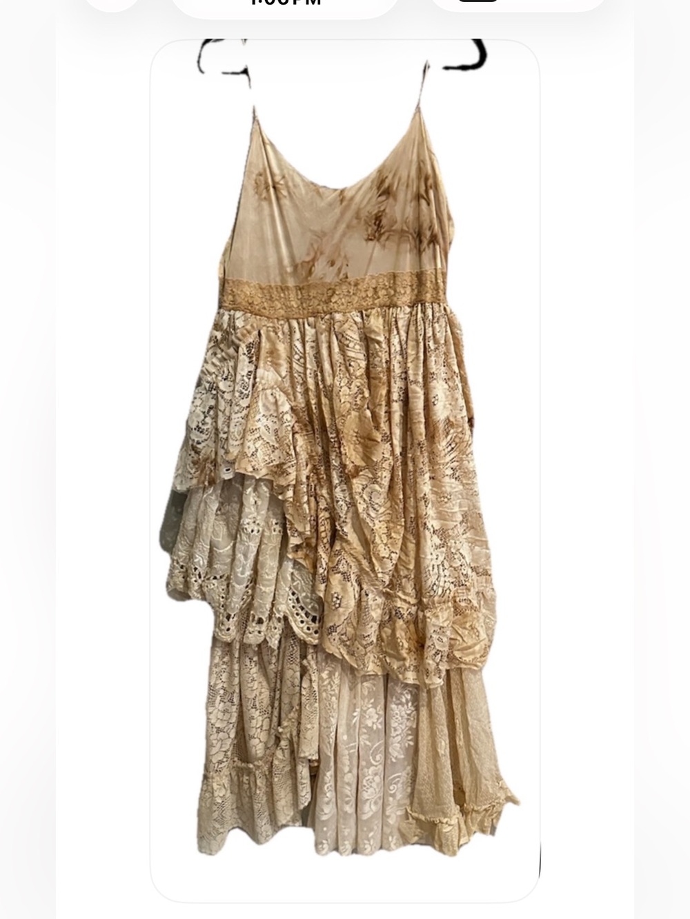 Upcycled shabby chic slip maxi dress Tiered Lace Maxi Dress Boho Festival Sz XL - Picture 7 of 13